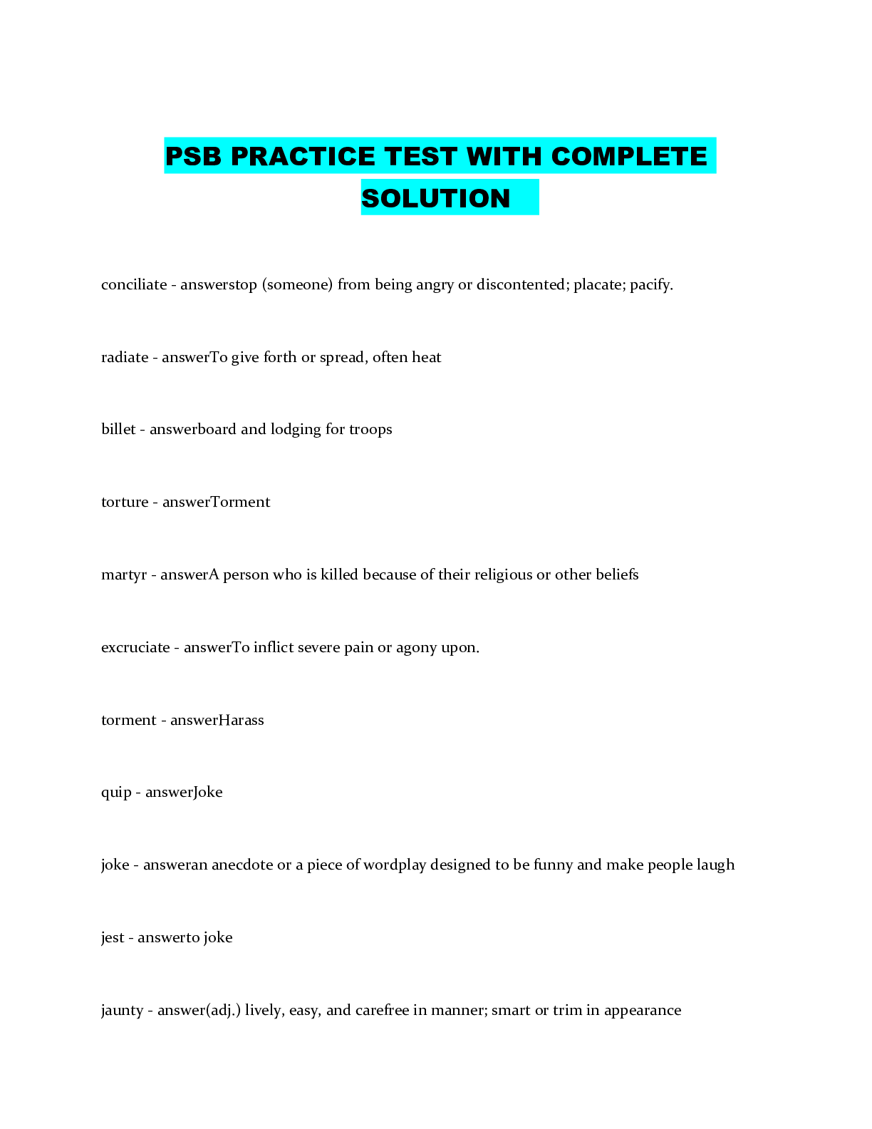 Preview image of PSB PRACTICE TEST WITH COMPLETE SOLUTION document